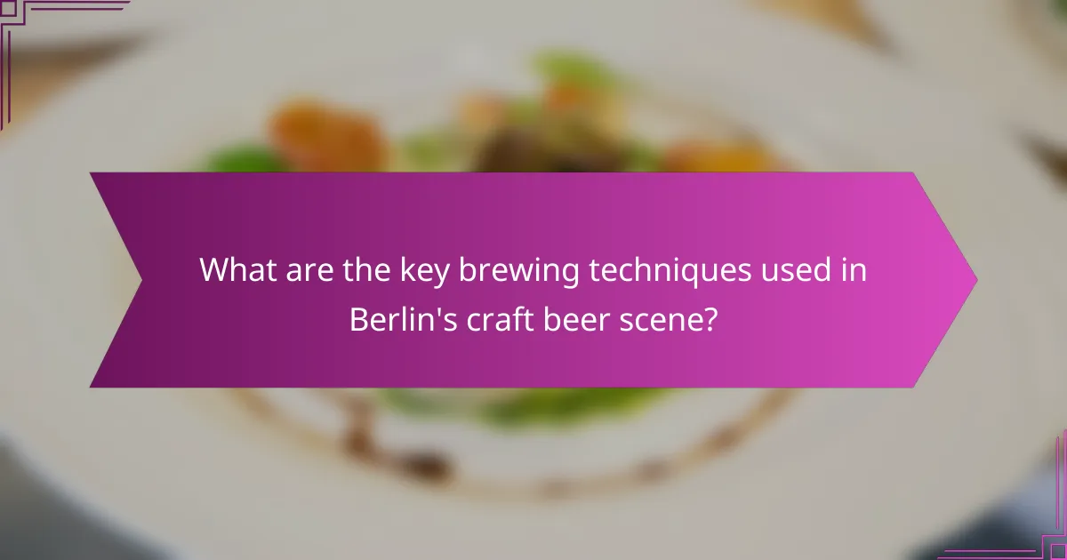 What are the key brewing techniques used in Berlin's craft beer scene?