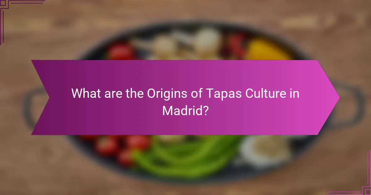 What are the Origins of Tapas Culture in Madrid?