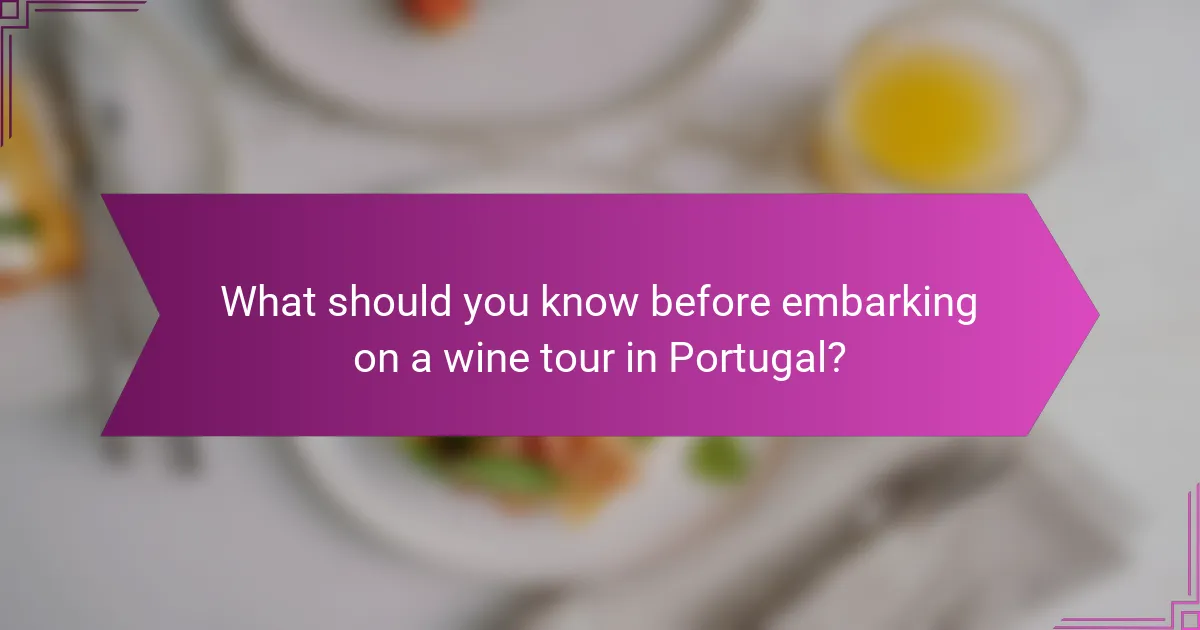 What should you know before embarking on a wine tour in Portugal?