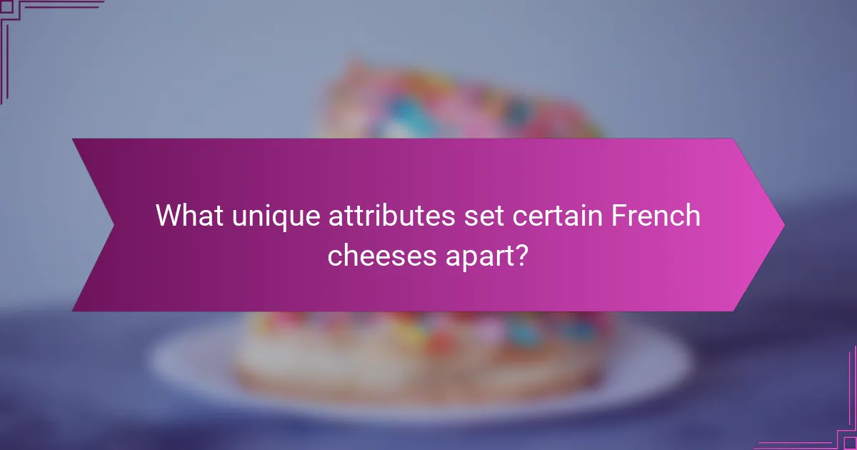 What unique attributes set certain French cheeses apart?