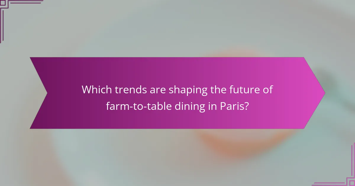 Which trends are shaping the future of farm-to-table dining in Paris?